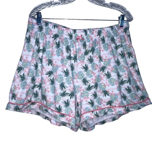 Cynthia Rowley Pineapple Pink Hearts Pajama Set Size 1X Short Sleeve Button Up - Picture 5 of 8